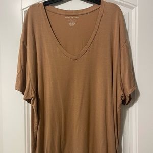 American Eagle Soft & Sexy Short Sleeve Shirt Camel Tan Size XL